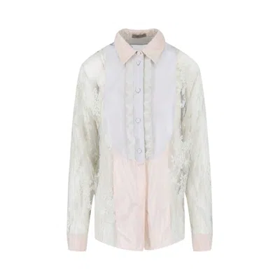Pre-owned Bottega Veneta Lace Patterned Blouse 'white' | Women's Size 38