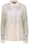 Bottega Veneta Floral Embroidered Top With Lace Details In Pink