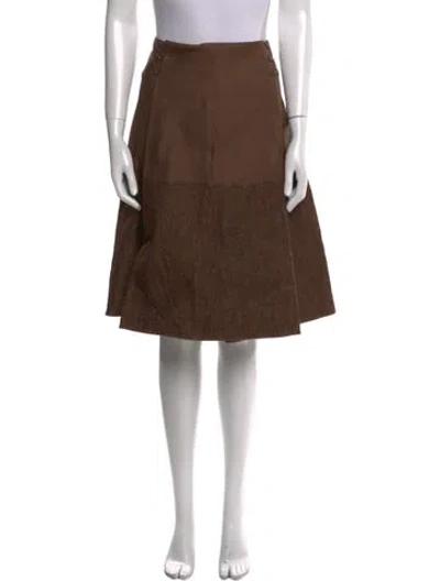 Pre-owned Bottega Veneta Lace Trim Embellishment Knee-length Skirt In Brown