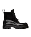 Bottega Veneta Round Toe Lace-up Combat Boots In Black