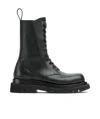 Bottega Veneta Lug Leather Combat Boots In Black