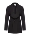 Bottega Veneta Lace Up Coat In Black