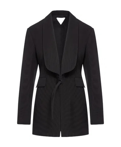 Bottega Veneta Lace Up Coat In Black