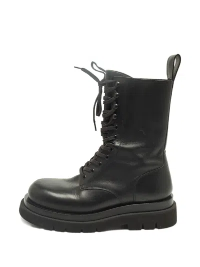 Pre-owned Bottega Veneta Lace-up Combat Boots In Black