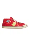 Bottega Veneta Canvas Leather-trim Eliot Sneakers In Scarlet/tomato