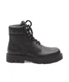 Bottega Veneta Black Grained Calf Leather Haddock Lace Up Ankle Boots In Black