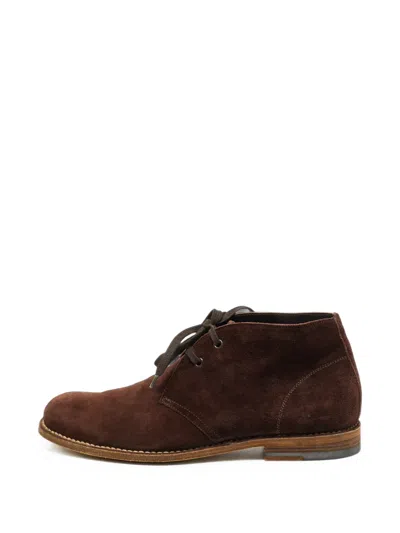 Pre-owned Bottega Veneta Lace-up Suede Desert Boots In Brown