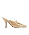 Bottega Veneta Lacquered Leather High-heeled Muller Shoes In Brown