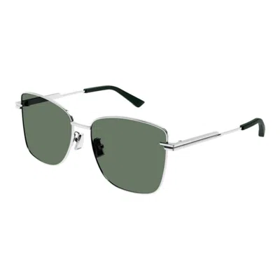 Bottega Veneta Ladies Black Rectangular Sunglasses Bv1237s 003 In Green