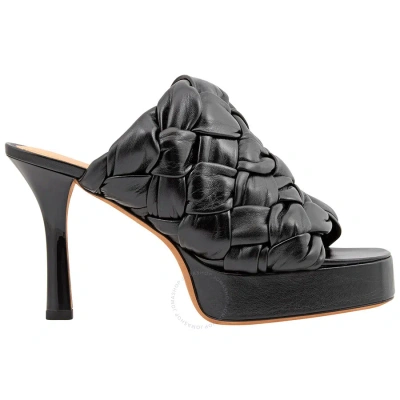 Bottega Veneta Ladies Intrecciato Board Weave Sandals In Black