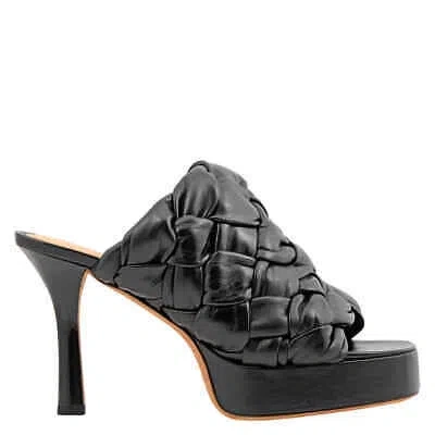 Pre-owned Bottega Veneta Ladies Intrecciato Board Weave Sandals In Black