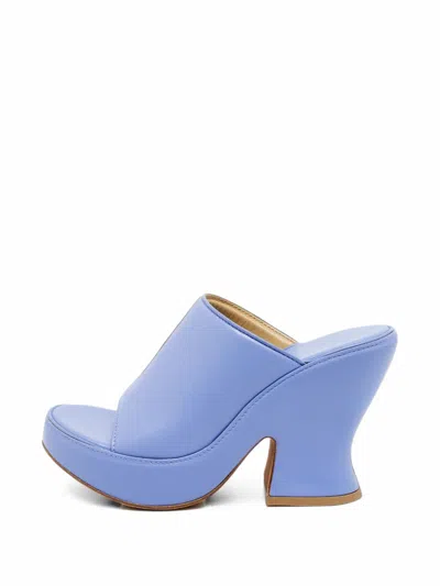 Pre-owned Bottega Veneta Lagoon Bubble Platform Mules In Blue
