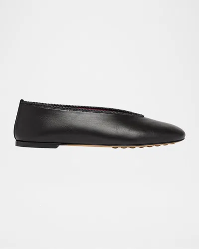Bottega Veneta Lagoon Nappa Leather Ballerina Flats In Black