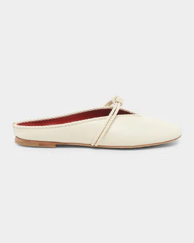 Bottega Veneta Lagoon Nappa Leather Knotted Mary Jane Ballerina Mules In White