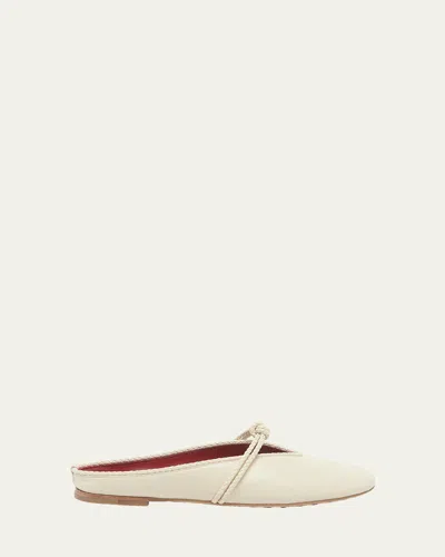 Bottega Veneta Lagoon Nappa Leather Knotted Mary Jane Ballerina Mules In White