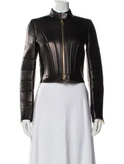 Pre-owned Bottega Veneta Lamb Leather Biker Jacket In Black