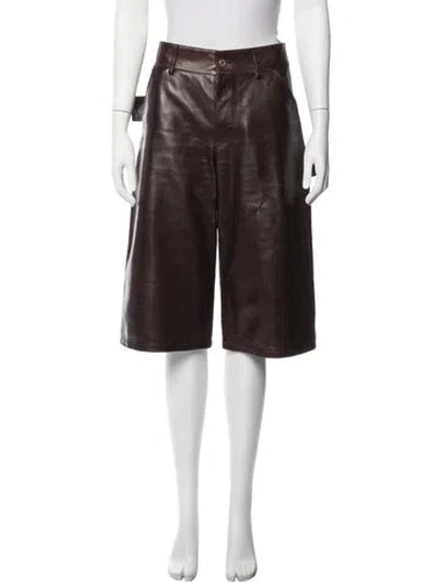 Pre-owned Bottega Veneta Lamb Leather Knee-length Shorts In Burgundy