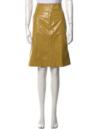 Pre-owned Bottega Veneta Lamb Leather Midi Length Skirt In Yellow