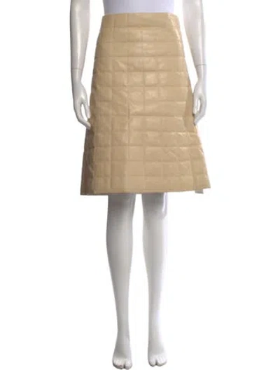 Pre-owned Bottega Veneta Lamb Leather Mini Skirt In Neutral