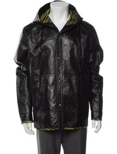 Pre-owned Bottega Veneta Lamb Leather Parka In Black