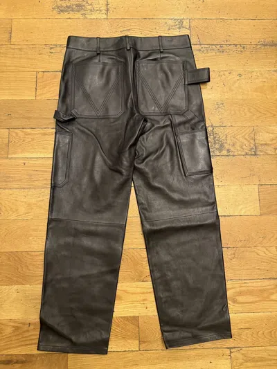 Pre-owned Bottega Veneta Lamb Leather Pre Fall 2019 $4600 Carpenter Pants In Black