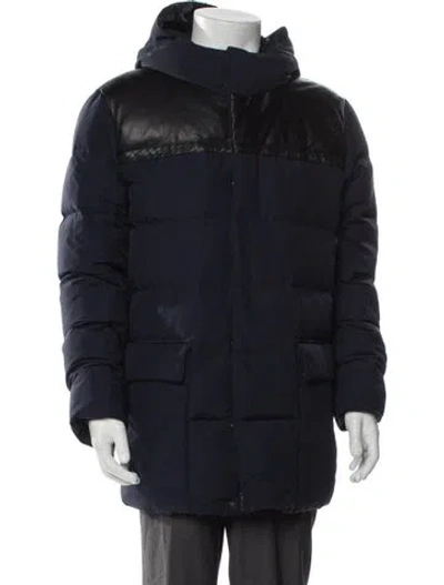 Pre-owned Bottega Veneta Lamb Leather Puffer Coat In Blue