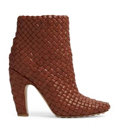 Bottega Veneta Mini Lido Intrecciato Leather Ankle Boots In Brown