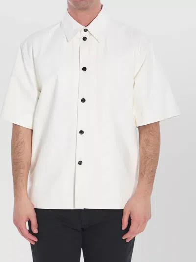 Bottega Veneta Lambskin Chest Pocket Shirt In Neutral