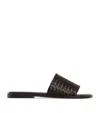 Bottega Veneta Elio Intrecciato Leather Slides In Brown