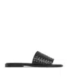 Bottega Veneta Nappa Leather Elio Slippers With Woven Texture In Brown