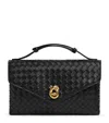 Bottega Veneta Lambskin Knot Lock Top-handle Bag In Black