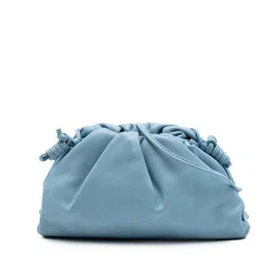 Pre-owned Bottega Veneta Lambskin Lambskin The Mini Pouch Crossbody In Blue