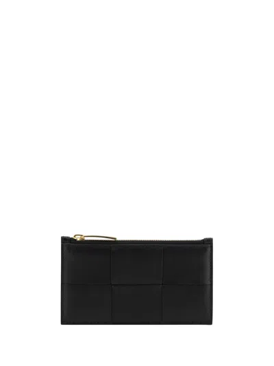 Bottega Veneta Women Lambskin Leather Card Holder In Black