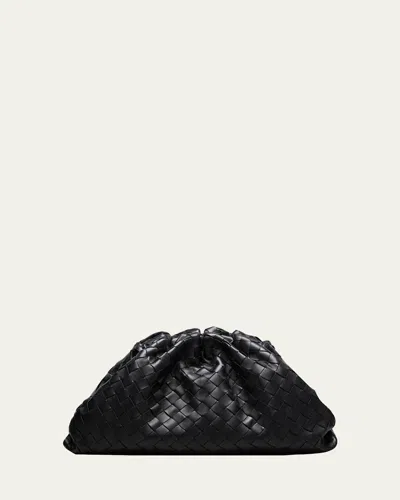 Bottega Veneta Lambskin Leather Pouch Clutch Bag In Black