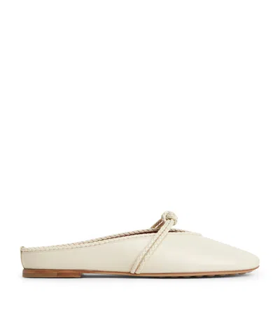 Bottega Veneta Lagoon Nappa Leather Knotted Mary Jane Ballerina Mules In White