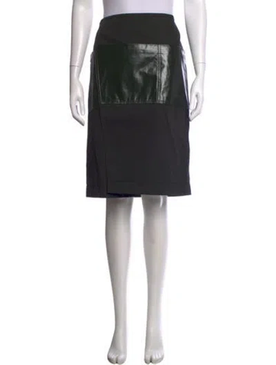 Pre-owned Bottega Veneta Lambskin Midi Length Skirt In Black