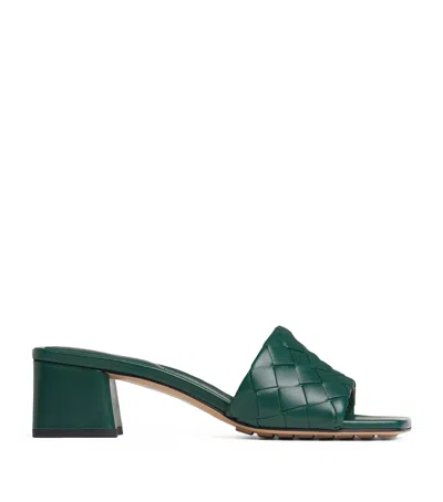 Bottega Veneta Lambskin Parco Heeled Mules 45 In Green