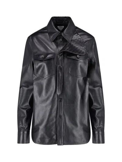Bottega Veneta Lambskin Shirt In Black