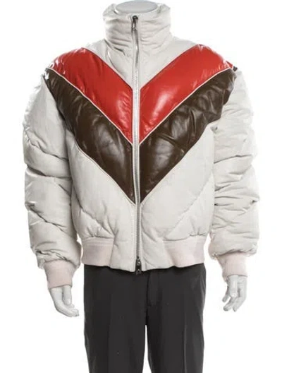 Pre-owned Bottega Veneta Lambskin Striped Puffer Coat In Multi