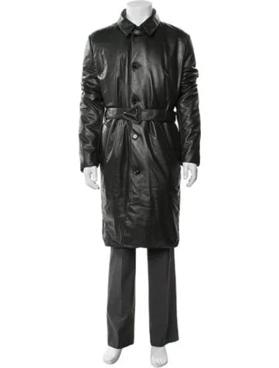 Pre-owned Bottega Veneta Lambskin Trench Coat In Green