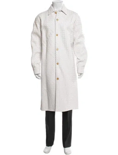 Pre-owned Bottega Veneta Lambskin Trench Coat In White