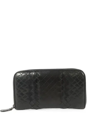 Pre-owned Bottega Veneta Lambskin Wallet In Black