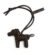 Bottega Veneta Lambskin Woven Dog Charm In Brown