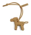 Bottega Veneta Lambskin Woven Dog Charm In Neutral