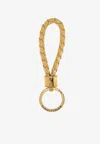 Bottega Veneta Laminated Intrecciato Leather Key-ring In Gold