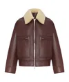 Bottega Veneta Brown Shearling Coat With Removable Fur Collar And Front Zip Closure In Leather Woman In Burgundy