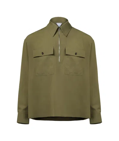 Bottega Veneta Lightweight Cotton Serge Overshirt In Green