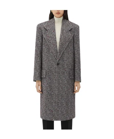 Bottega Veneta Lapel Long-sleeved Coat In Gray