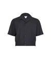 Bottega Veneta Fine Wool Crop Shirt In Black