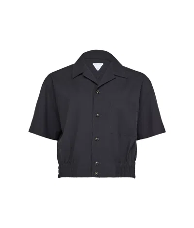 Bottega Veneta Lapel Short-sleeved Shirt In Black